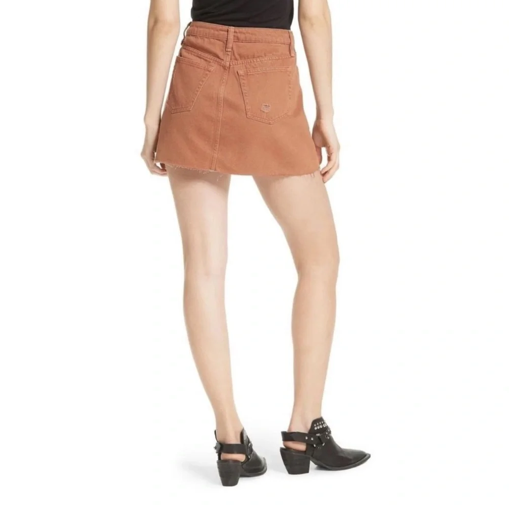 Free People High Waist Rust Distressed Denim Mini Skirt 💕